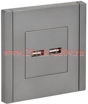Розетка для зарядки ИЭК FORTE&PIANO FP549 USB A+A 3,1А сталь FP-U21-D31-K46