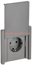 Розетка с заземлением ИЭК FORTE&PIANO FP519 16А шторки крышка автозажим IP44 сталь FP-R16-16-1-44-K46