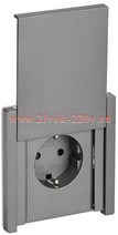 Розетка с заземлением ИЭК FORTE&PIANO FP521 16А шторки крышка винтовой зажим IP44 сталь FP-R16-16-44-K46