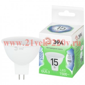 Лампа светодиодная GREEN LINE LED MR16-15W-865-GU5.3 GL 15Вт софит холод. свет GU5.3 Эра Б0070075