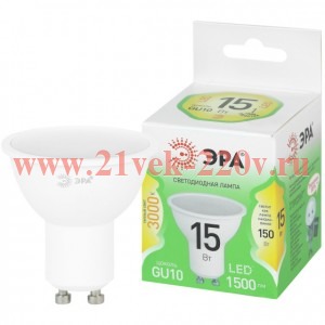 Лампа светодиодная GREEN LINE LED MR16-15W-830-GU10 GL 15Вт софит тепл. свет GU10 Эра Б0070070