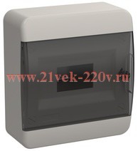 Щит накладной пластиковый ИЭК Tekfor ЩРН-П-8 8м белый черная прозрачная дверь IP41 (01-01-001) TF5-KP12-N-08-41-K01-K03