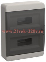 Щит накладной пластиковый ИЭК Tekfor ЩРН-П-24 24м белый черная прозрачная дверь IP41 (01-01-041) TF5-KP12-N-24-41-K01-K03