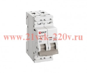 Выключатель автоматический модульный 2п С 6А 6кА ВА 47-63N DC PROxima EKF M63DC626C