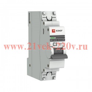 Выключатель автоматический 1п C 3А 6кА ВА 47-63 DC PROxima EKF mcb4763-DC-1-03C-pro