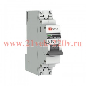 Выключатель автоматический 1п C 16А 6кА ВА 47-63 DC PROxima EKF mcb4763-DC-1-16C-pro