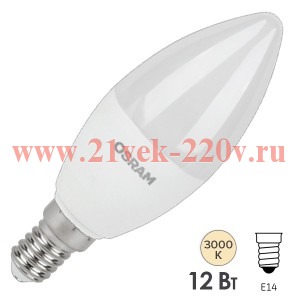 Лампа светодиодная свеча LED Value CLB100 12SW/830 (100W) 8W 3000K 220V E14 960Lm тепло-белый свет 4099854308659