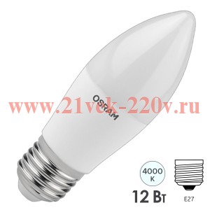 Лампа светодиодная свеча Osram Value CLB100 12SW/840 4000K 220V E27 FR 960Lm холодный свет 4099854308789