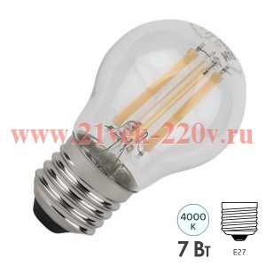 Лампа светодиодная филаментная LED Star P 7Вт 4000К нейтр. бел. E27 1000лм P прозр. стекло 220-240В