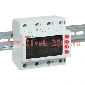 Реле напряжения и тока трехфазное с дисплеем MRVA 63A EKF MRVA-3-63A-v2