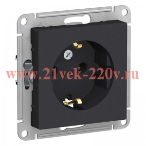 Розетка с заземлением SE AtlasDesign 16А, карбон [уп 10 шт] ATN001043