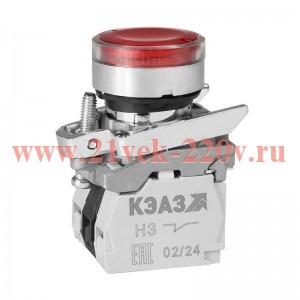 Кнопка КМЕ 4610мЛС 220В 1но+0нз цилиндр индикатор IP65 красн. КЭАЗ 248260