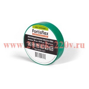 Изолента ПВХ 15x0.15х10 зеленая (Fortisflex)