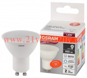 Лампа светодиодная OSRAM LED Value LVMR1675 10SW/865 8W 6500K 230V GU5.3 800Lm 46x50mm упаковка 5шт.