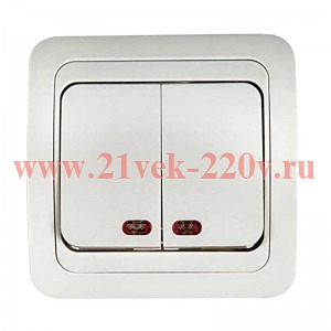 Выключатель 2-кл. CLASSICO с подсвет. 2123 бел. ASD / IN HOME 4680005959877