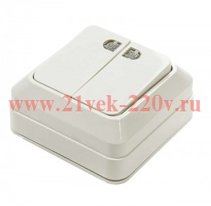 Выключатель 2-кл. BOLLETO с подсвет. накл. 7123 бел. ASD / IN HOME 4680005959778