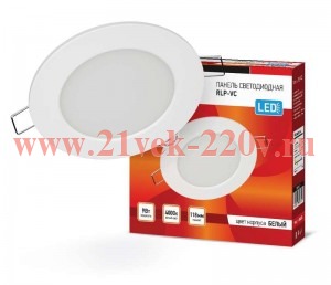 Светильник светодиодный RLP-VC 9Вт 230В 4000К 630лм 118мм IP40 панель круглая бел. IN HOME 469061202