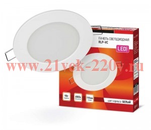 Светильник светодиодный RLP-VC 9Вт 230В 6500К 630лм 118мм IP40 панель круглая бел. IN HOME 469061202