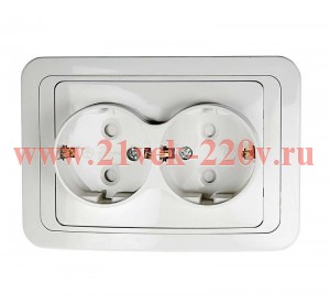 Розетка 2-м CLASSICO защ. шторки с заземл. 2128x бел. ASD / IN HOME 4690612000985