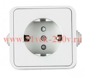Розетка 1-м AQUA 3113 защ. шторки с заземл. п/герм. бел. ASD / IN HOME 4690612003450