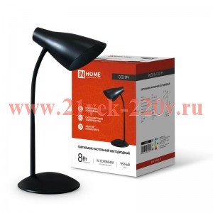 Светильник настольный светодиодный ССО 19Ч 8Вт 3000-6500К 480лм сенсор-диммер с адаптером черн. IN H