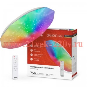 Светильник светодиодный COMFORT DIAMOND-RGB 75Вт 230В 3000-6500К 6000лм 500х90мм с пультом ДУ IN HOM