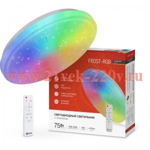 Светильник светодиодный COMFORT FROST-RGB 75Вт 230В 3000-6500К 4400лм 495х85мм с пультом ДУ IN HOME