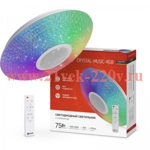Светильник светодиодный COMFORT CRYSTAL-MUSIC-RGB 75Вт 230В 3000-6500К 6000лм 505х125мм с пультом ДУ