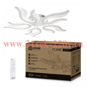Светильник светодиодный ELEGANT FLAME 90Вт 230В 3000-6500К 7000лм 820х802х87мм с пультом ДУ бел. IN