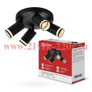 Светильник потолочный НПБ СПОТ-4RxGU10-AR-BL под GU10 с круглой базой черн. IN HOME 4690612058221