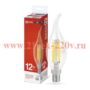 Лампа светодиодная LED-СВЕЧА НА ВЕТРУ-deco свеча на ветру прозрачная 12Вт 230В E14 4000К 1350лм IN H