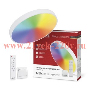 Светильник светодиодный SCANDY SIMPLE-125RGB-RCW 125Вт 3000-6500К 10000лм 230В 400х50мм пульт ДУ бел