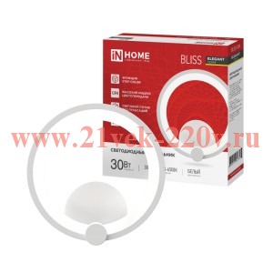 Светильник светодиодный ELEGANT BLISS-WH 30Вт 3000-6500К 2400лм 230В STEP COLOR бел. IN HOME 4690612