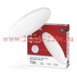 Светильник светодиодный NEO SIMPLE-7565-WH 75Вт 6500К 6000лм 230В 370х60мм бел. IN HOME 469061206254