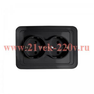 Розетка 2-м CLASSICO с заземл. 2128B черн. IN HOME 4690612061122