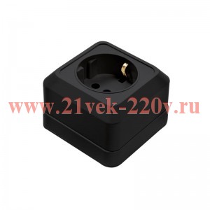 Розетка 1-м BOLLETO с заземл. накладная 7028B черн. IN HOME 4690612061047