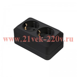 Розетка 2-м BOLLETO с заземл. накладная черн. 7128B IN HOME 4690612061061