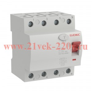 Устройство защитного отключения УЗО ВДТ YON MAX MDL100 4P 100мА 16А type A DKC MDL100-4P3-16-A
