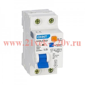 Дифавтомат Chint NXBLE-63Y C25А 1P+N 30мА тип АС однофазный электронный 4,5кА 2м (дифференциальный автомат, АВДТ) 105544
