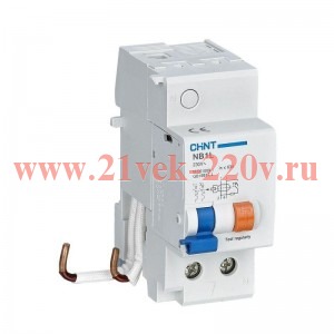 Дифференциальный автомат Chint NB1L-63 С63А 2P 300мА тип AC однофазный электромеханический 6кА 4м (дифавтомат, АВДТ) 198400