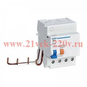 Дифференциальный автомат Chint NB1L-63 С63А 4P 30мА тип AC трехфазный электромеханический 6кА 7,5м (дифавтомат, АВДТ) 198419