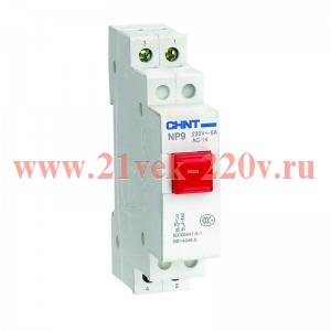 Кнопка модульная NP9-01/2 без подсветки 1НЗ красн. (R) CHINT 584057