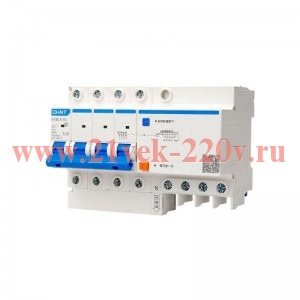 Дифавтомат Chint NXBLE-63 C20А 4P 30мА тип АСтрехфазный электронный 6кА 7,5м (дифференциальный автомат, АВДТ) 982158