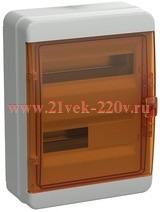 Щит накладной пластиковый КМПн-24 TEKFOR 24м белый оранжевая прозрачная дверь IP65 IEK (01-03-023)