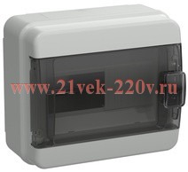 Щит накладной пластиковый ИЭК Tekfor КМПн-8 8м серый черная прозрачная дверь IP65 (01-03-101) TF5-KP72-N-08-65-K03-K02