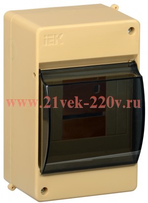 Бокс пластиковый накладной с прозрачной крышкой ИЭК KREPTA 3 КМПн 2/4 4 модуля сосна MKP42-N-04-30-12-S