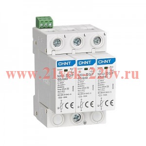 Ограничитель импульсных перенапряжений NXU-IIG/F 3п In=25кА Uc=440В Im=65кА (R) CHINT 252458