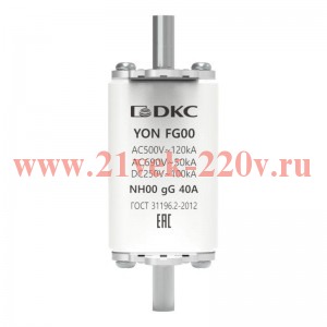 Предохранитель YON ножевого типа FG00 с одинарной индикацией 40А DKC 1FG00-0040