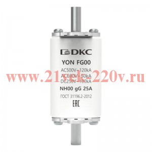 Предохранитель YON ножевого типа FG00 с одинарной индикацией 25А DKC 1FG00-0025
