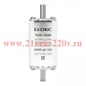Предохранитель YON ножевого типа FG00 с одинарной индикацией 32А DKC 1FG00-0032